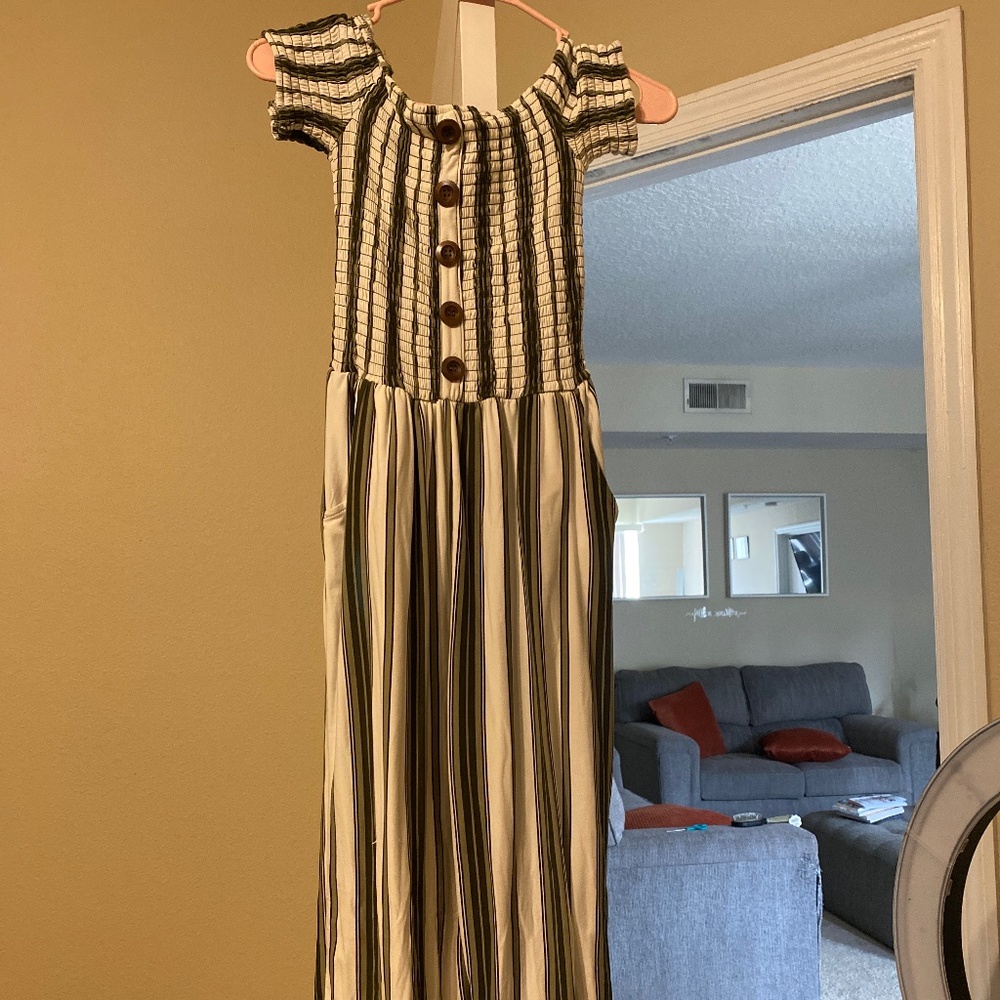 Green Stripe Romper